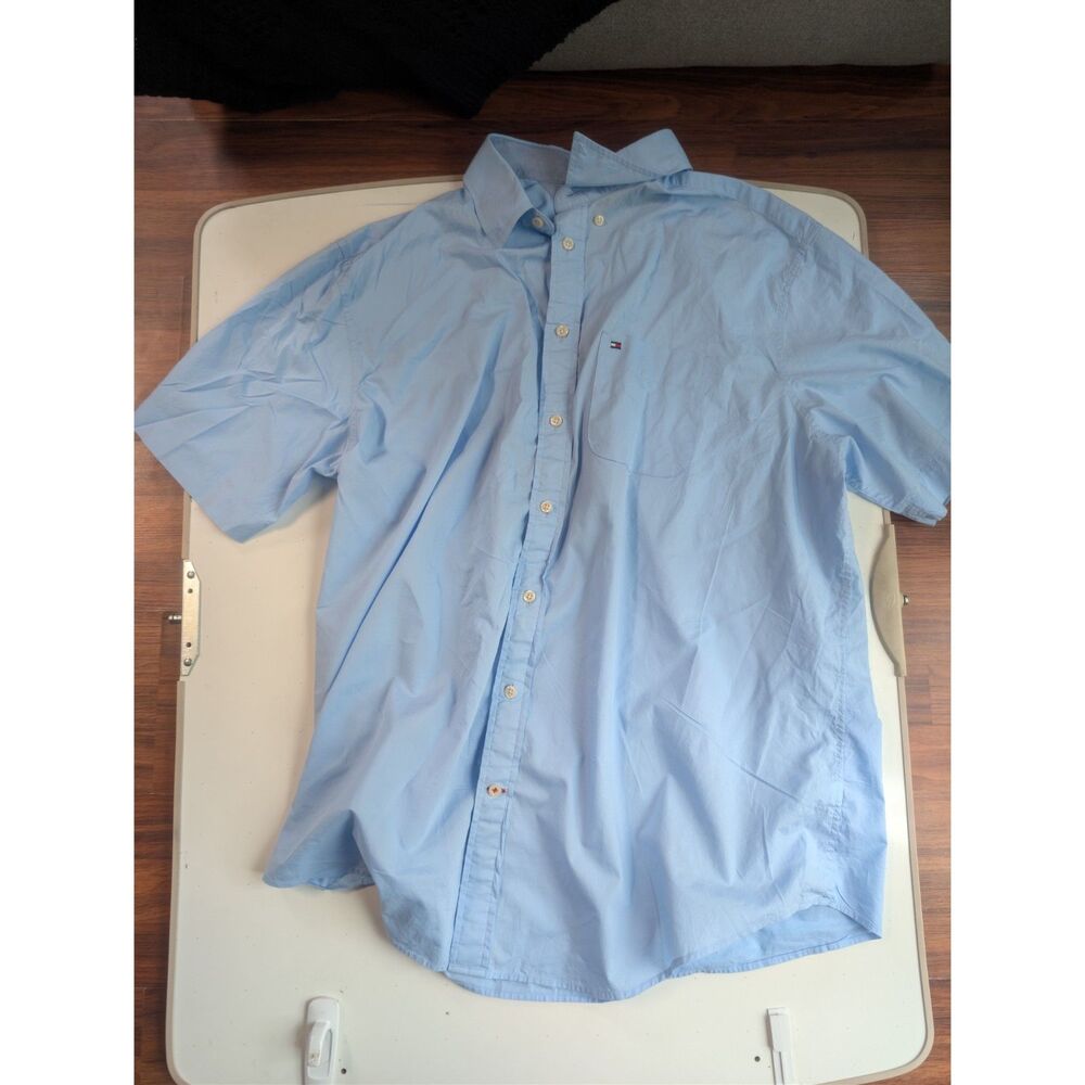 Tommy Hilfiger Light Blue Short Sleeve Button Down Shirt